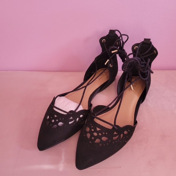 NIB Aldo "Harmony" Lace Up Pointy Toe Suede Flats - Picture 4 of 6